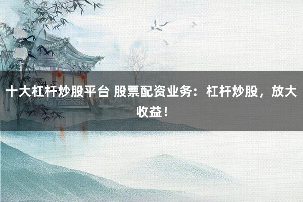 十大杠杆炒股平台 股票配资业务：杠杆炒股，放大收益！