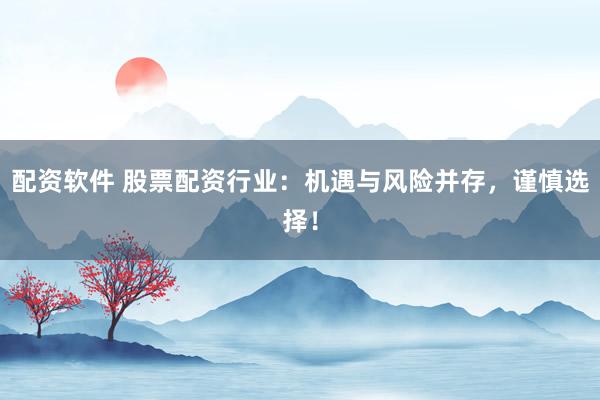 配资软件 股票配资行业：机遇与风险并存，谨慎选择！