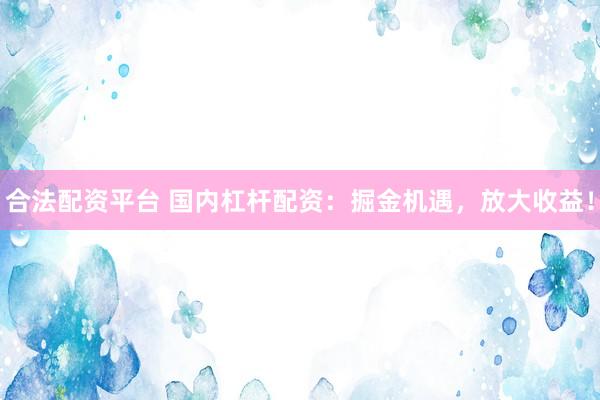 合法配资平台 国内杠杆配资：掘金机遇，放大收益！