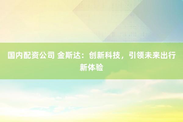 国内配资公司 金斯达：创新科技，引领未来出行新体验