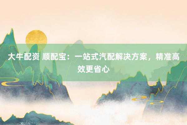 大牛配资 顺配宝：一站式汽配解决方案，精准高效更省心