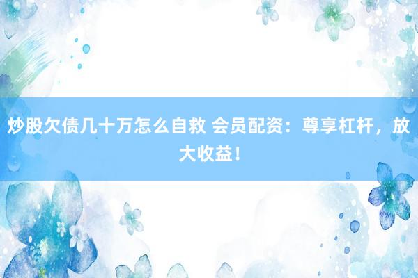炒股欠债几十万怎么自救 会员配资：尊享杠杆，放大收益！