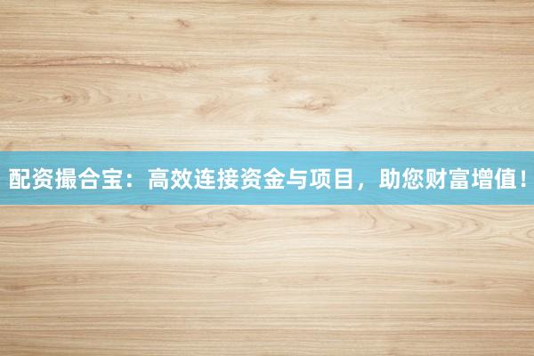 配资撮合宝：高效连接资金与项目，助您财富增值！