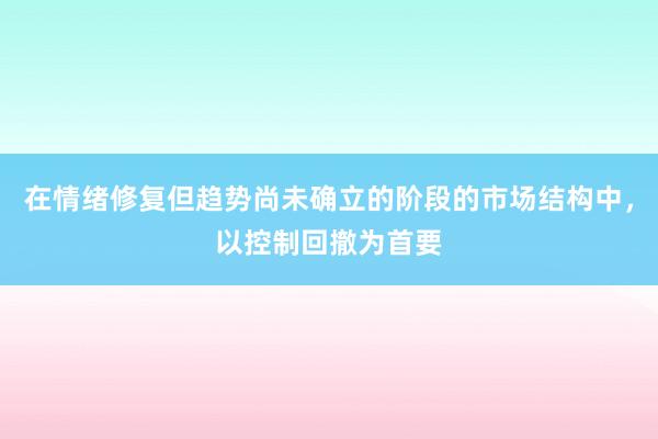 在情绪修复但趋势尚未确立的阶段的市场结构中，以控制回撤为首要