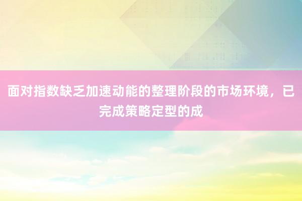面对指数缺乏加速动能的整理阶段的市场环境，已完成策略定型的成