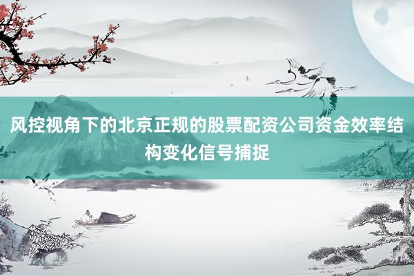 风控视角下的北京正规的股票配资公司资金效率结构变化信号捕捉