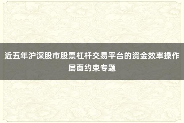 近五年沪深股市股票杠杆交易平台的资金效率操作层面约束专题